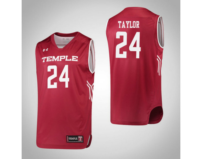 Youth Temple Owls #24 Shantay Taylor Replica College Basketball Jersey Red