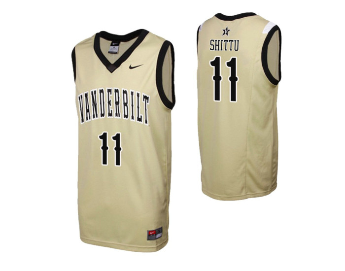 Vanderbilt Commodores #11 Simisola Shittu Gold Replica College Basketball Jersey