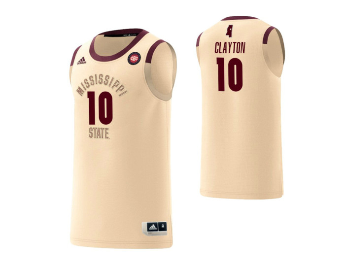 Youth Mississippi State Bulldogs #10 Tate Clayton Harlem Renaissance Replica College Basketball Jersey Cream