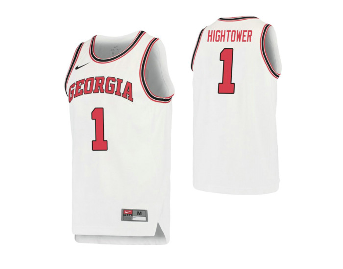 Georgia Bulldogs #1 Teshaun Hightower Retro Performance Replica College Basketball Jersey White