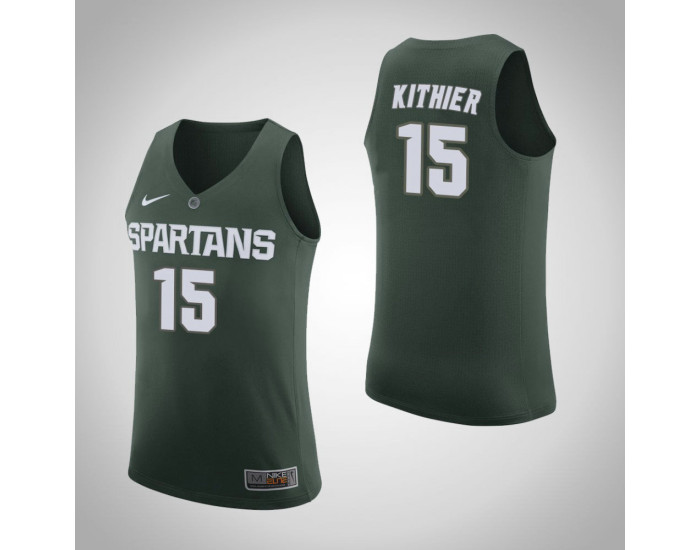 Michigan State Spartans #15 Thomas Kithier Home Authentic College Basketball Jersey Green