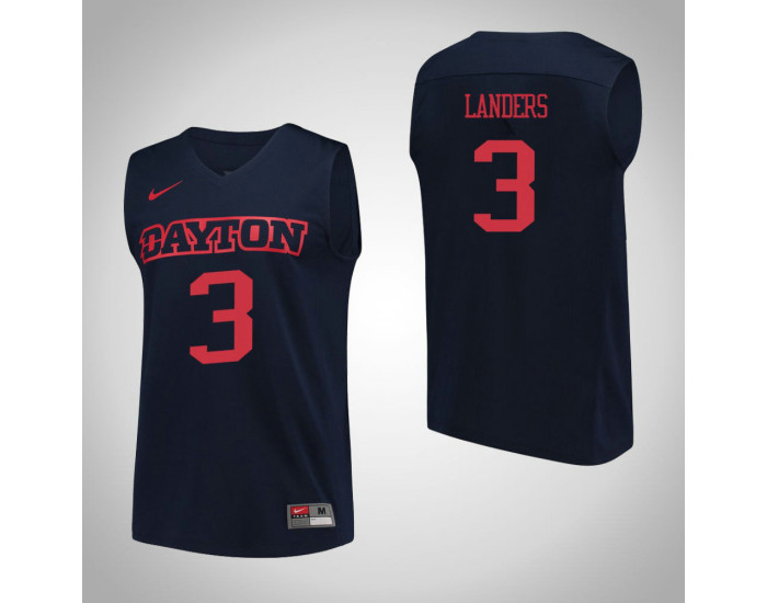 Dayton Flyers #3 Trey Landers Performance Authentic College Basketball Jersey Navy
