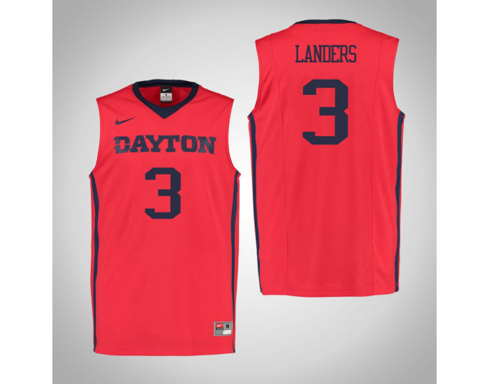 Dayton Flyers #3 Trey Landers Authentic College Basketball Jersey Red