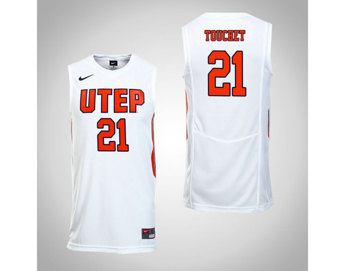 Youth UTEP Miners #21 Trey Touchet Replica College Basketball Jersey White