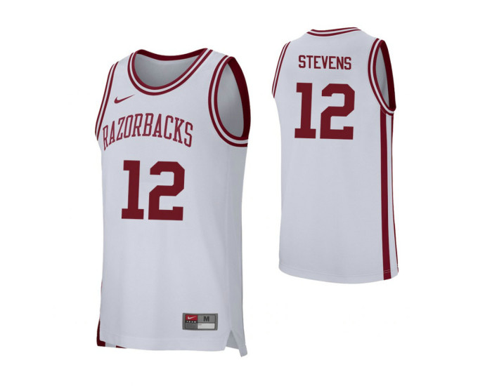Arkansas Razorbacks #12 Ty Stevens Replica College Basketball Jersey White