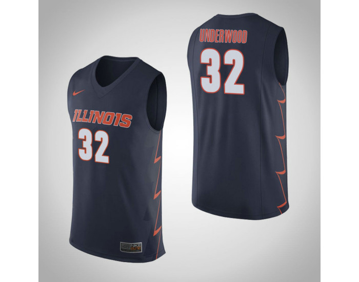 Illinois Fighting Illini #32 Tyler Underwood Authentic College Basketball Jersey Navy