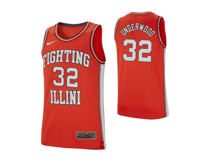 Illinois Fighting Illini #32 Tyler Underwood Retro Performance Authentic College Basketball Jersey Orange
