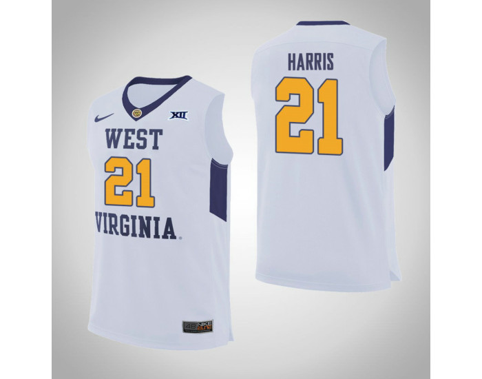 Youth West Virginia Mountaineers #21 Wesley Harris Replica College Basketball Jersey White