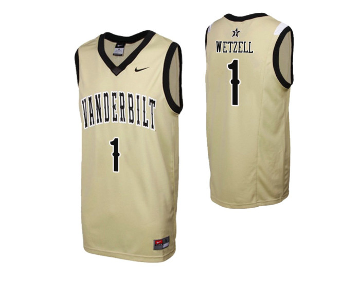 Youth Vanderbilt Commodores #1 Yanni Wetzell Gold Replica College Basketball Jersey