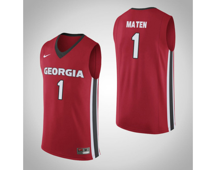 Georgia Bulldogs #1 Yante Maten Authentic College Basketball Jersey Red