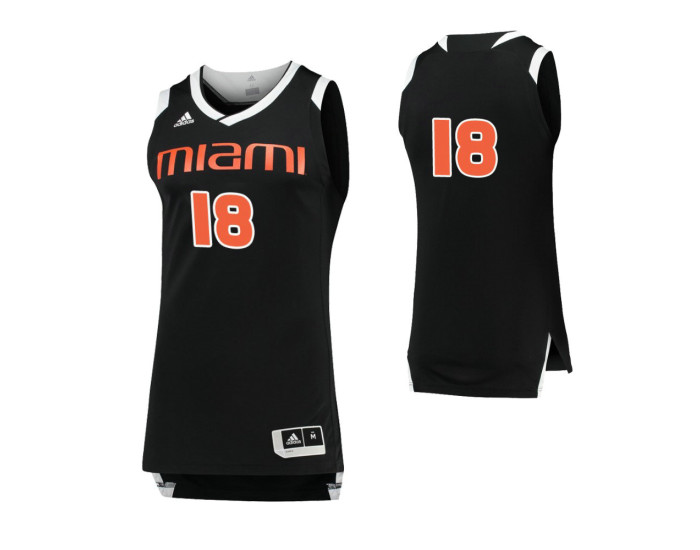 Miami Hurricanes #18 Chase Authentic College Basketball Jersey Black White