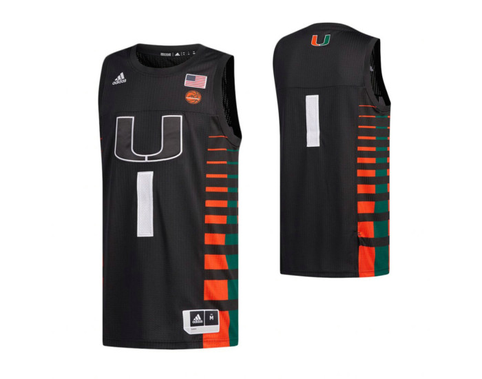 Miami Hurricanes #1 Basketball Authentic College Basketball Jersey Black