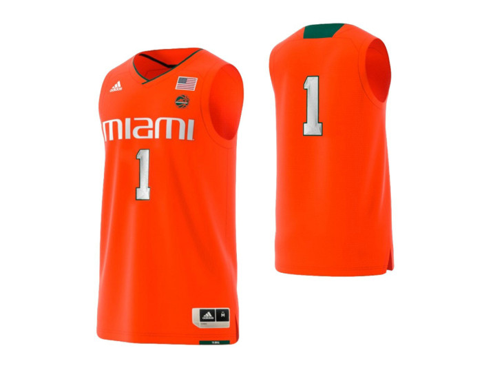 Miami Hurricanes #1 Basketball Adidas Authentic College Basketball Jersey Orange