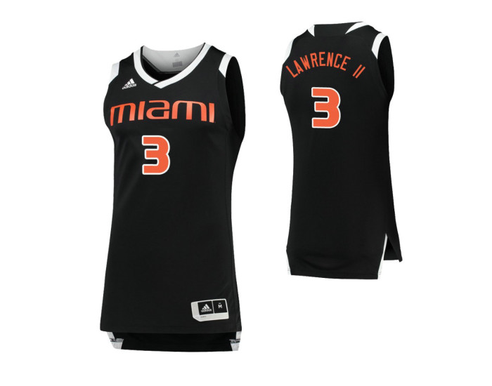 Youth Miami Hurricanes Anthony Lawrence II Chase Replica College Basketball Jersey Black White