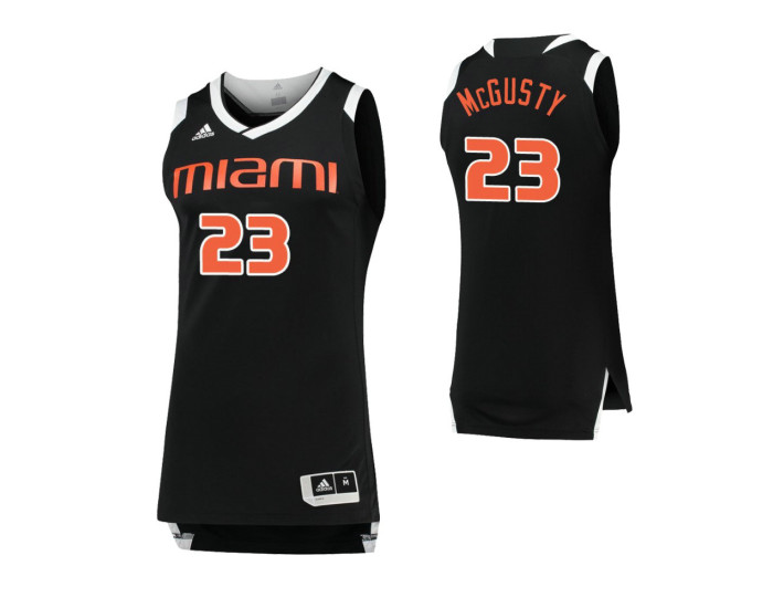 Youth Miami Hurricanes #23 Kameron McGusty Black White Replica College Basketball Jersey
