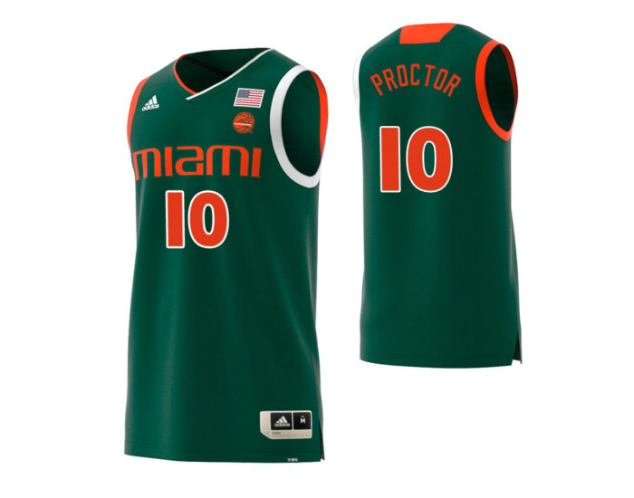 Youth Miami Hurricanes #10 Dominic Proctor Replica College Basketball Jersey Green