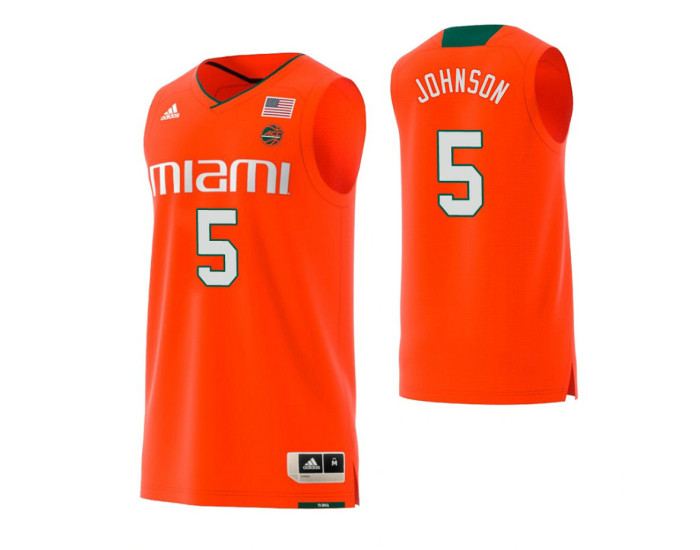 Youth Miami Hurricanes #5 Zach Johnson Authentic College Basketball Jersey Orange