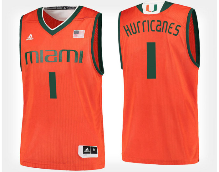 Miami Hurricanes NO. 1 Orange Home Authentic College Basketball Jersey
