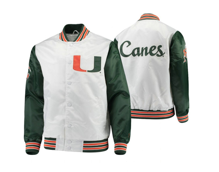 Miami Hurricanes White Green The Legend Full-Snap Jacket