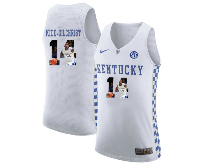 Kentucky Wildcats #14 Michael Kidd-Gilchrist Replica College Basketball Jersey White