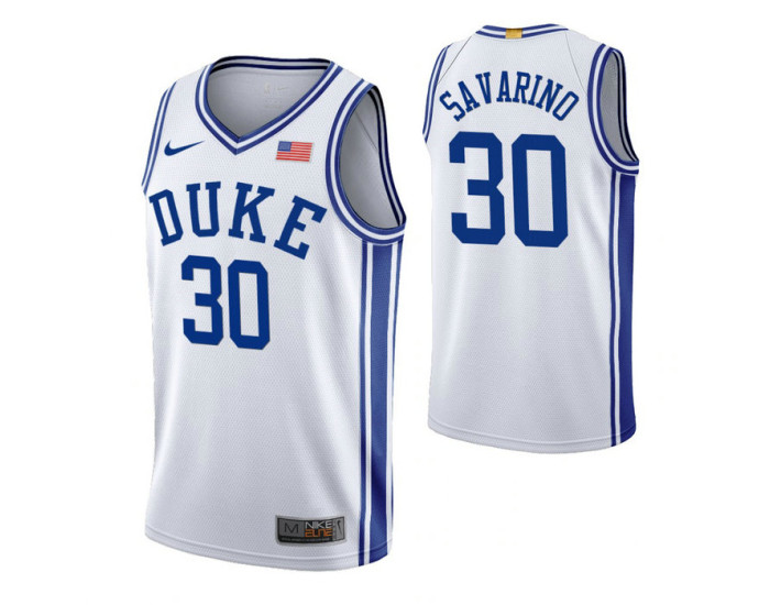 Youth Duke Blue Devils #30 Michael Savarino White Authentic College Basketball Jersey