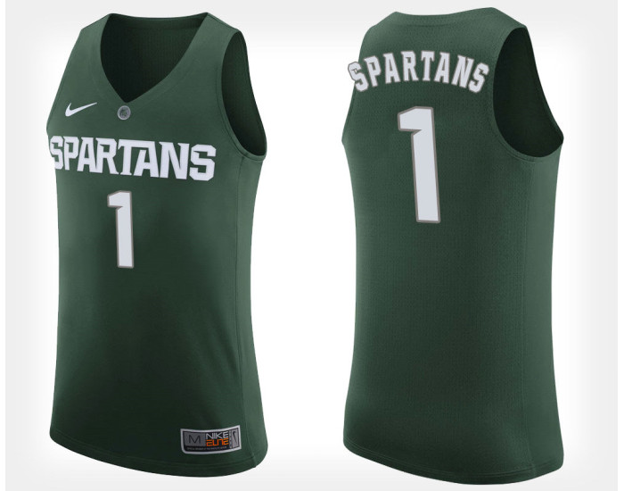 Michigan State Spartans #1 Green Authentic College Basketball Jersey