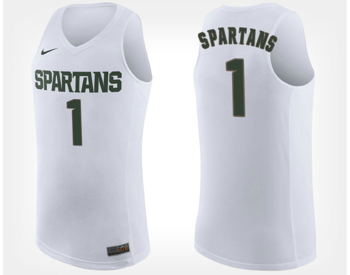 Michigan State Spartans NO. 1 White Road Authentic College Basketball Jersey