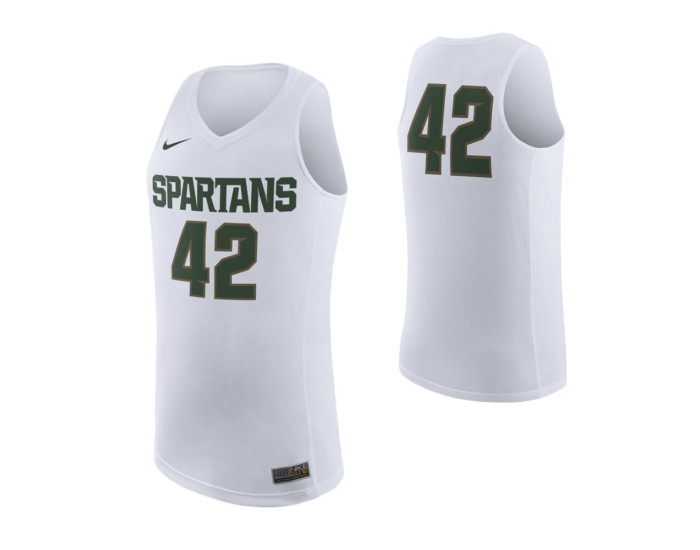 Michigan State Spartans #42 Authentic College Basketball Jersey White