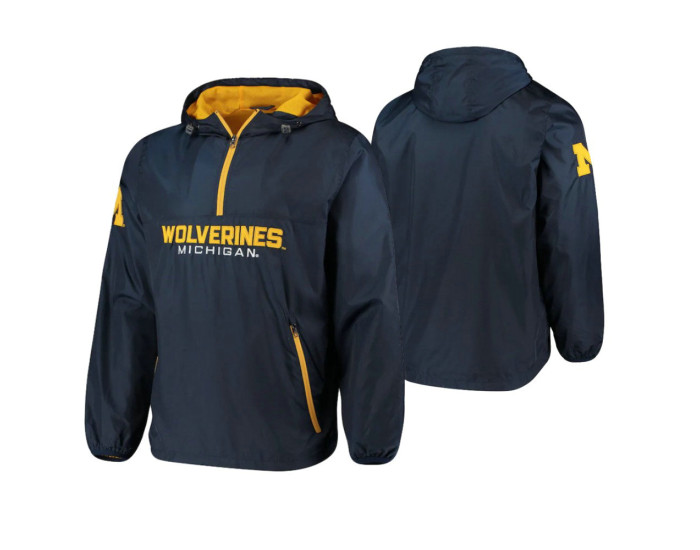 Michigan Wolverines Navy Base Runner Half-Zip Jacket