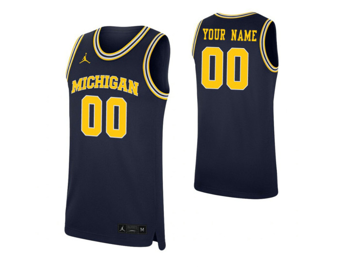 Michigan Wolverines Replica Custom Jersey Navy