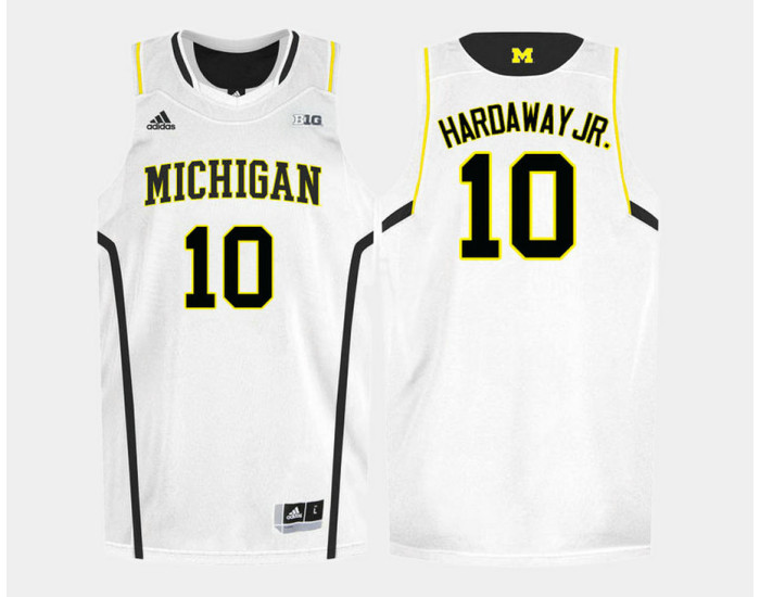 Michigan Wolverines #10 Tim HardRoad Jr. White Home Replica College Basketball Jersey