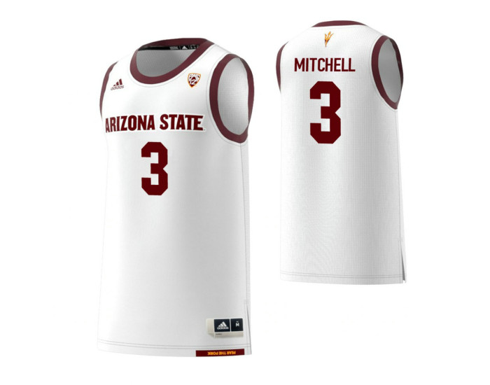 Arizona State Sun Devils 3 Mickey Mitchell Replica College Basketball Jersey White