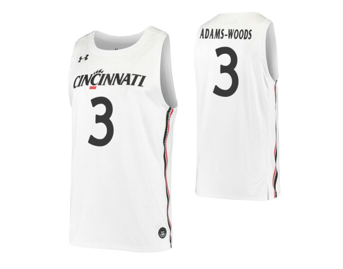 Youth Mika Adams-Woods Authentic College Basketball Jersey White Cincinnati Bearcats