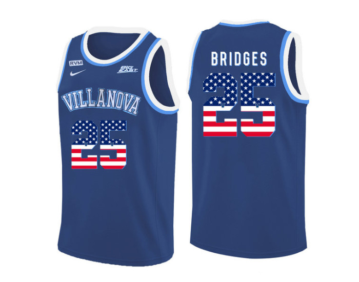 Villanova Wildcats #25 Mikal Bridges Replica College Basketball Jersey Blue