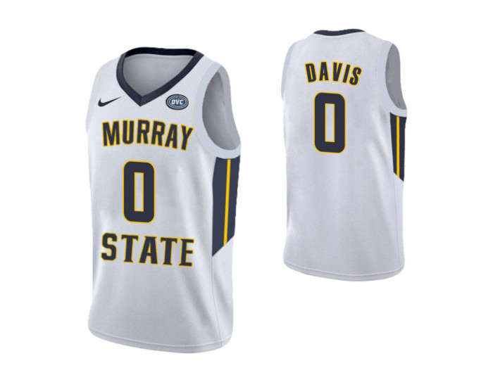 Murray State Racers #0 Mike Davis Replica College Basketball Jersey White