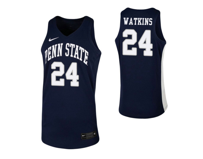 Penn State Nittany Lions #24 Mike Watkins Navy Replica College Basketball Jersey