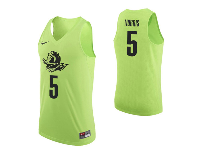 Oregon Ducks #5 Miles Norris Authentic College Basketball Jersey Apple Green