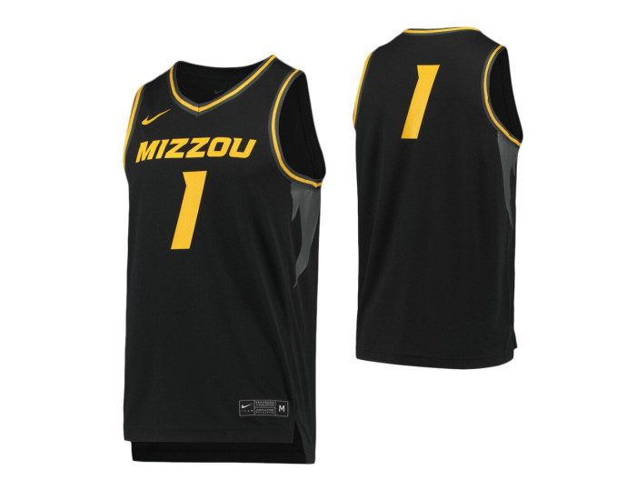 Missouri Tigers #1 Authentic College Basketball Jersey Black