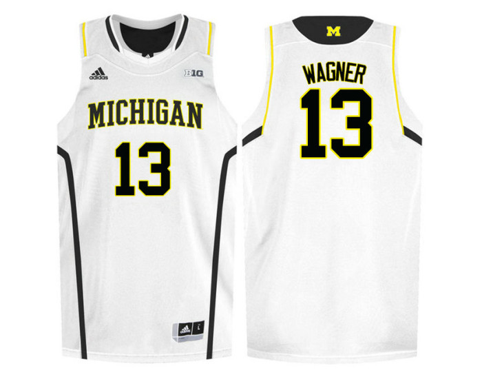 Michigan Wolverines #13 Moritz Wagner Replica College Basketball Jersey White