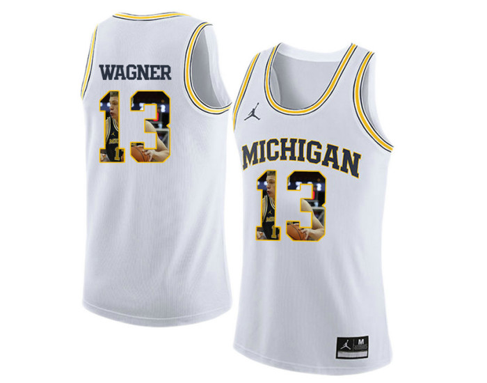 Michigan Wolverines #13 Moritz Wagner Replica College Basketball Jersey White