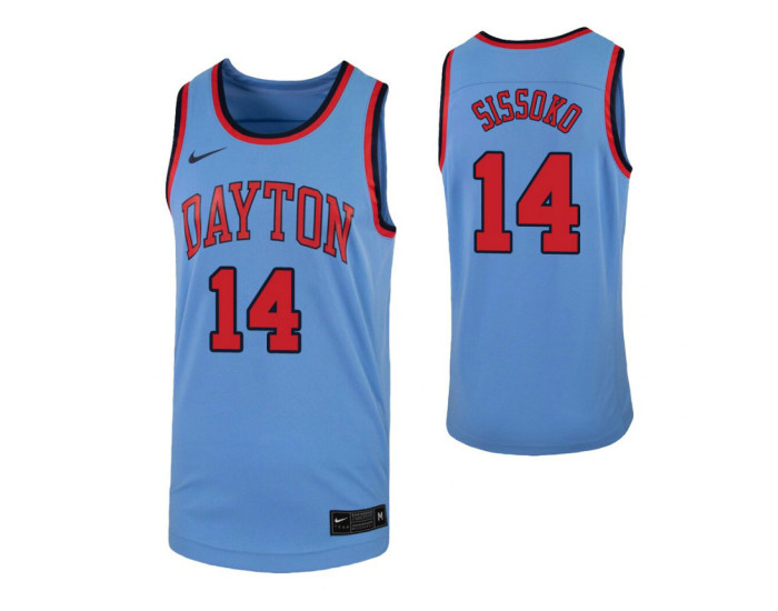 Dayton Flyers #14 Moulaye Sissoko Light Blue Authentic College Basketball Jersey