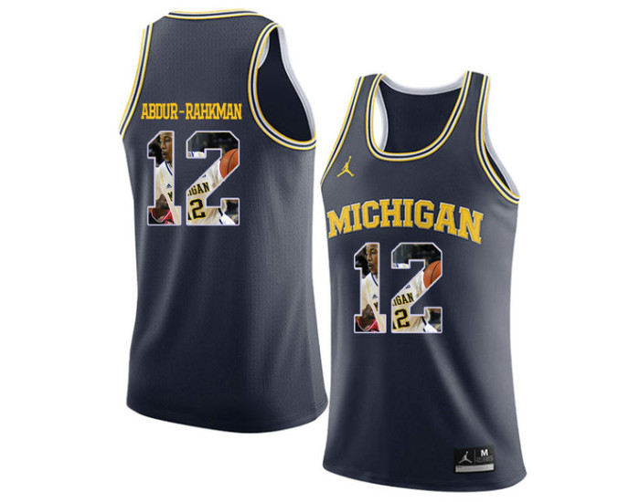 Youth Michigan Wolverines #12 Muhammad-Ali Abdur-Rahkman Replica College Basketball Jersey Navy