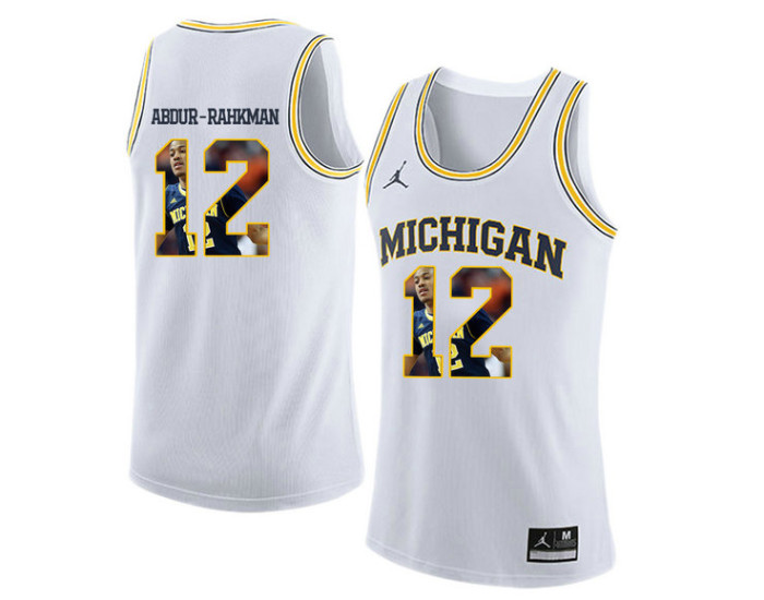 Michigan Wolverines #12 Muhammad-Ali Abdur-Rahkman Authentic College Basketball Jersey White