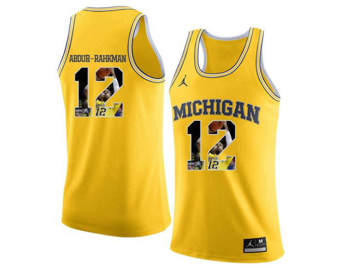 Youth Michigan Wolverines #12 Muhammad-Ali Abdur-Rahkman Authentic College Basketball Jersey Yellow