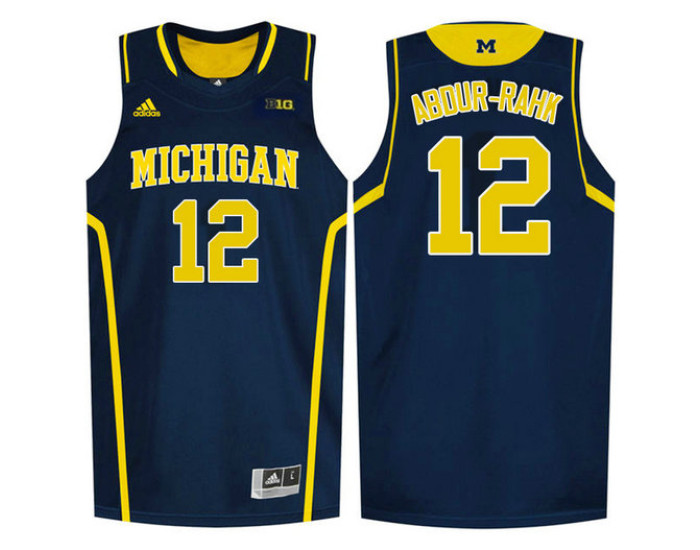 Michigan Wolverines #12 Muhammad-Ali Abdur-Rahkman Replica College Basketball Jersey Navy
