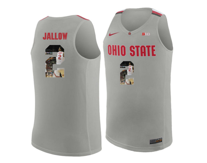 Ohio State Buckeyes #2 Musa Jallow Replica College Basketball Jersey Gray