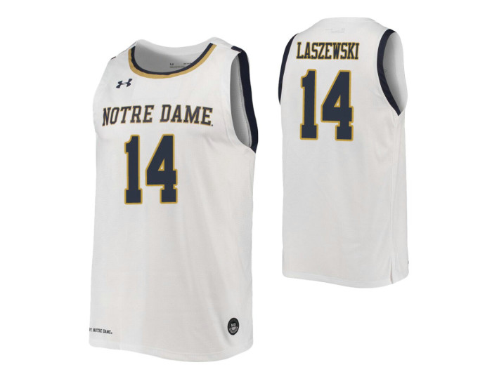Youth Notre Dame Fighting Irish #14 Nate Laszewski White Authentic College Basketball Jersey