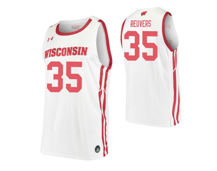 Youth Nate Reuvers Replica College Basketball Jersey White Wisconsin Badgers
