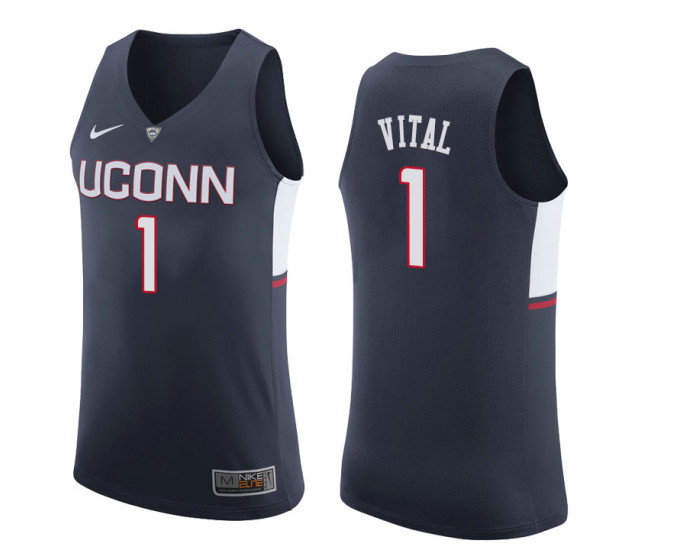 Uconn Huskies #1 Christian Vital Replica College Basketball Jersey Navy