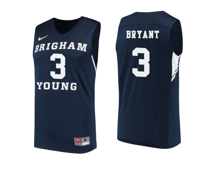 BYU Cougars #3 Elijah Bryant Replica College Basketball Jersey Navy